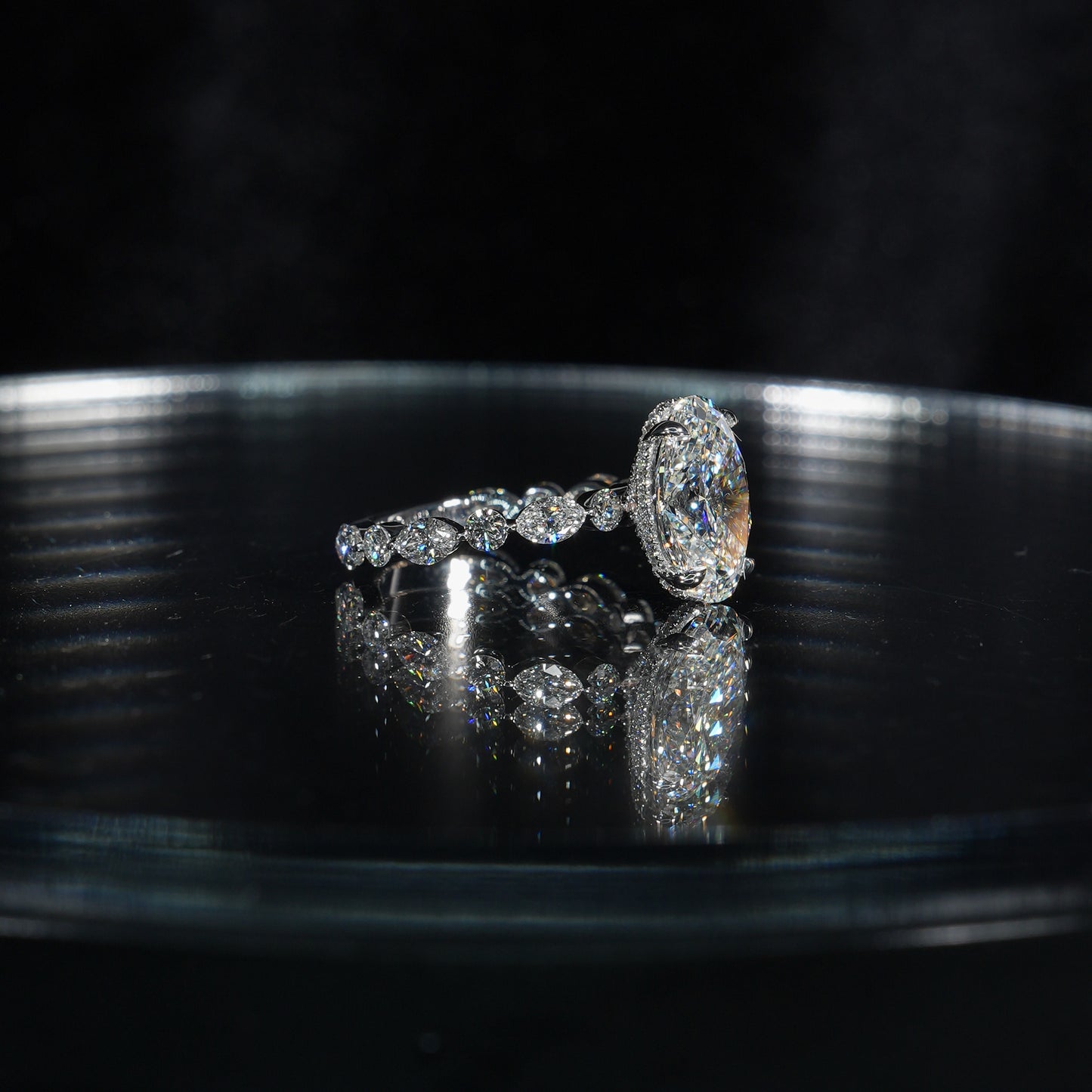 Marquise & Round Pavé - Oval Cut