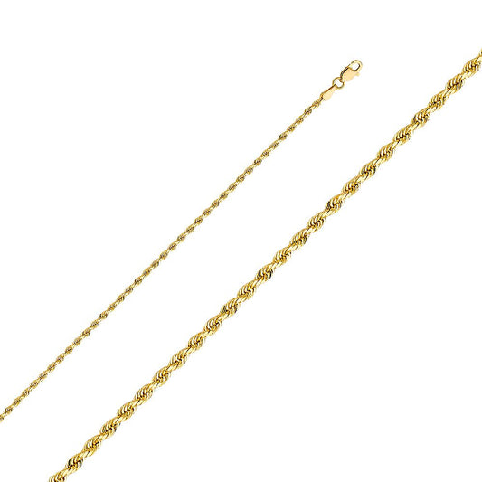 2mm Solid 14k Rope Chain (Diamond Cut)