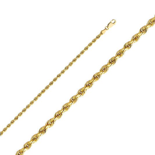 3mm Solid 14k Rope Chain (Diamond Cut)