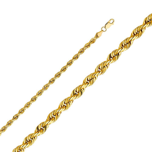 5mm Solid 14k Rope Chain (Diamond Cut)