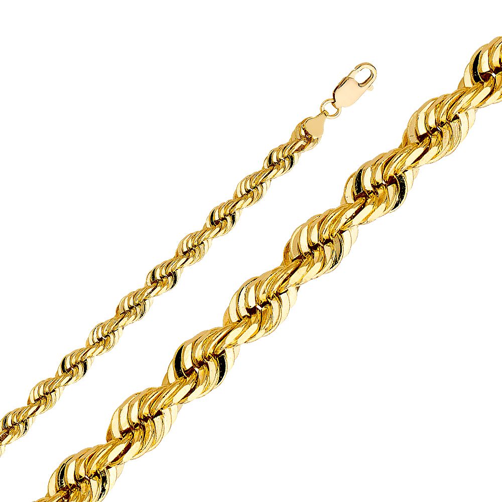 8mm Solid 14k Rope Chain (Diamond Cut)