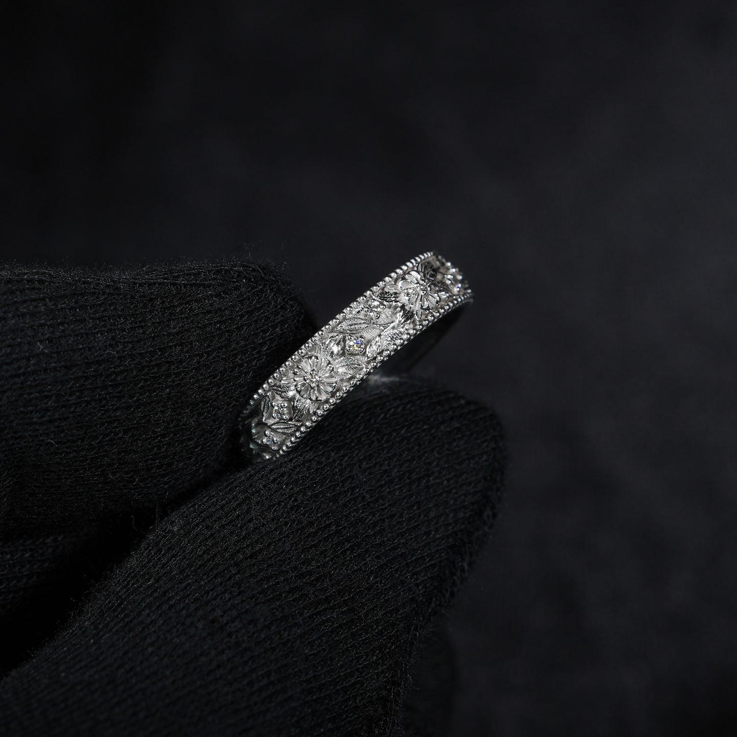 Men's Floral Diamond Band - 5mm