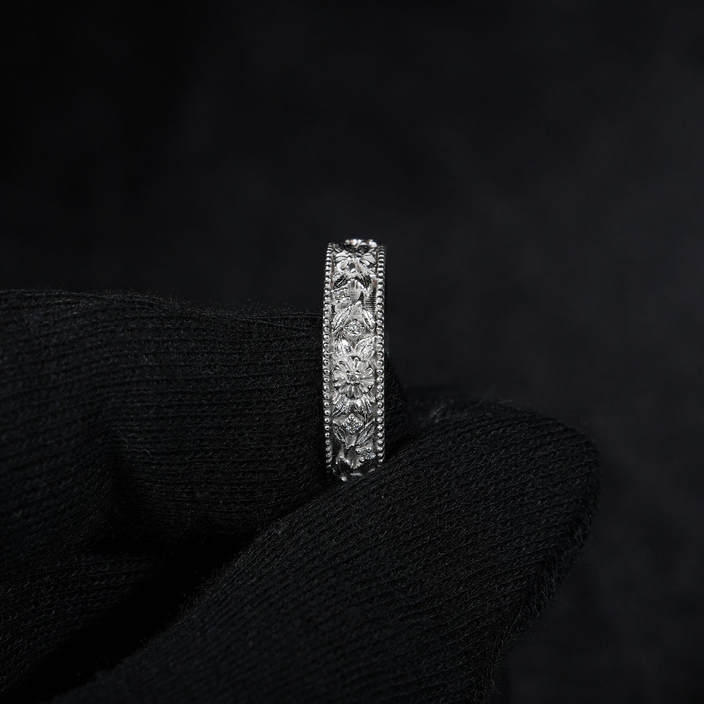 Men's Floral Diamond Band - 5mm