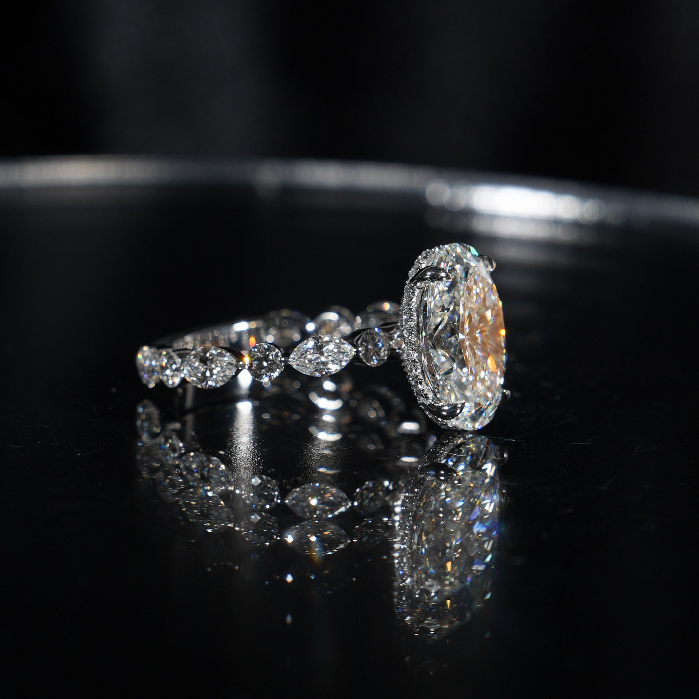 Marquise & Round Pavé - Oval Cut – The Diamond Vault