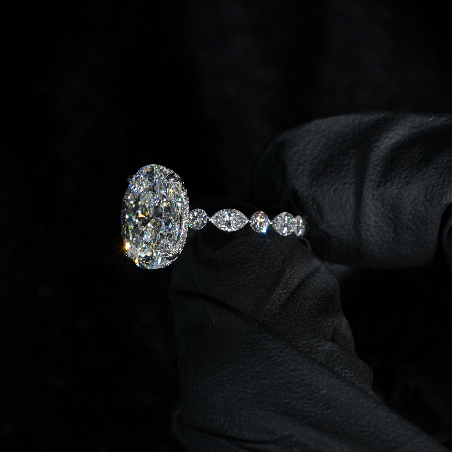 Marquise & Round Pavé - Oval Cut