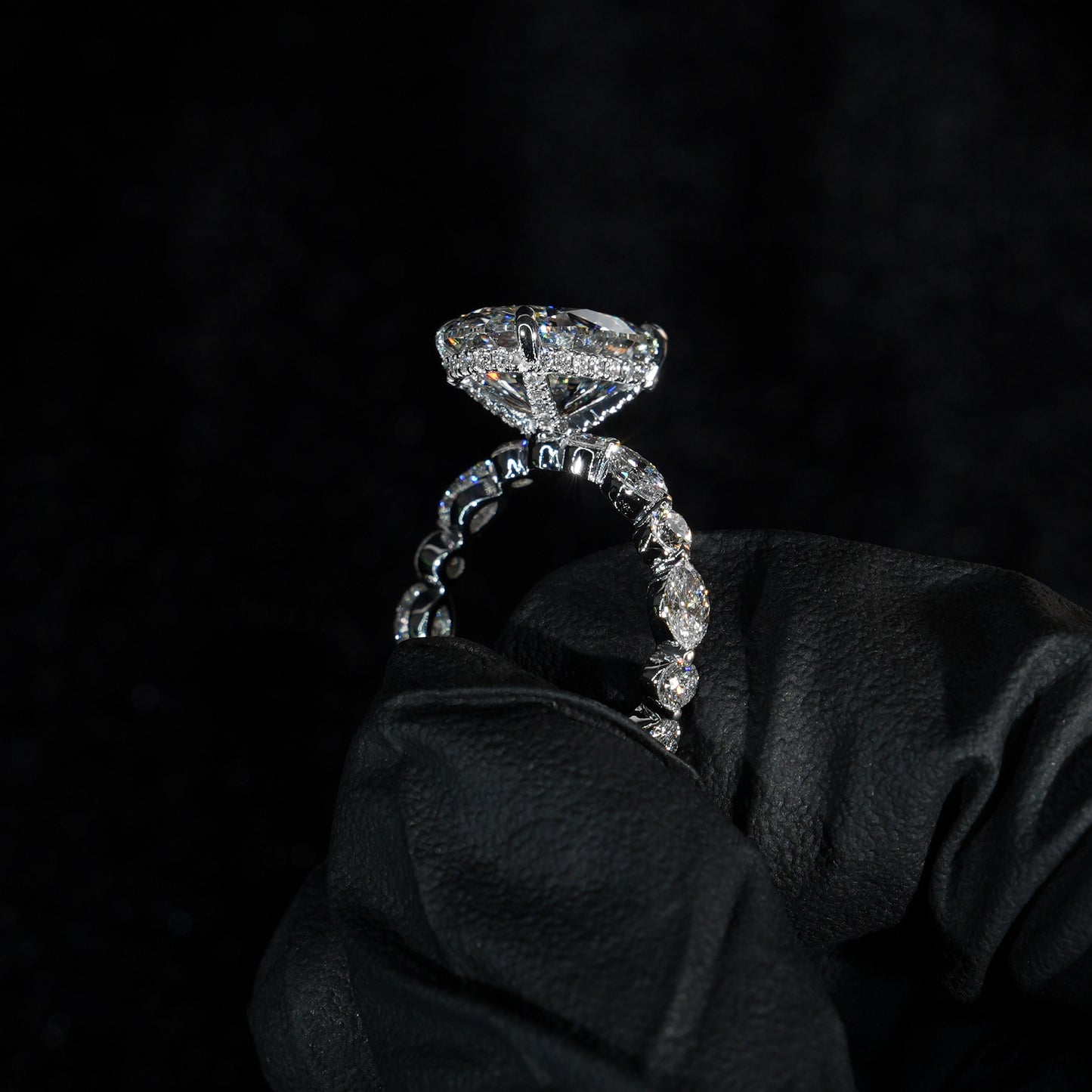 Marquise & Round Pavé - Oval Cut