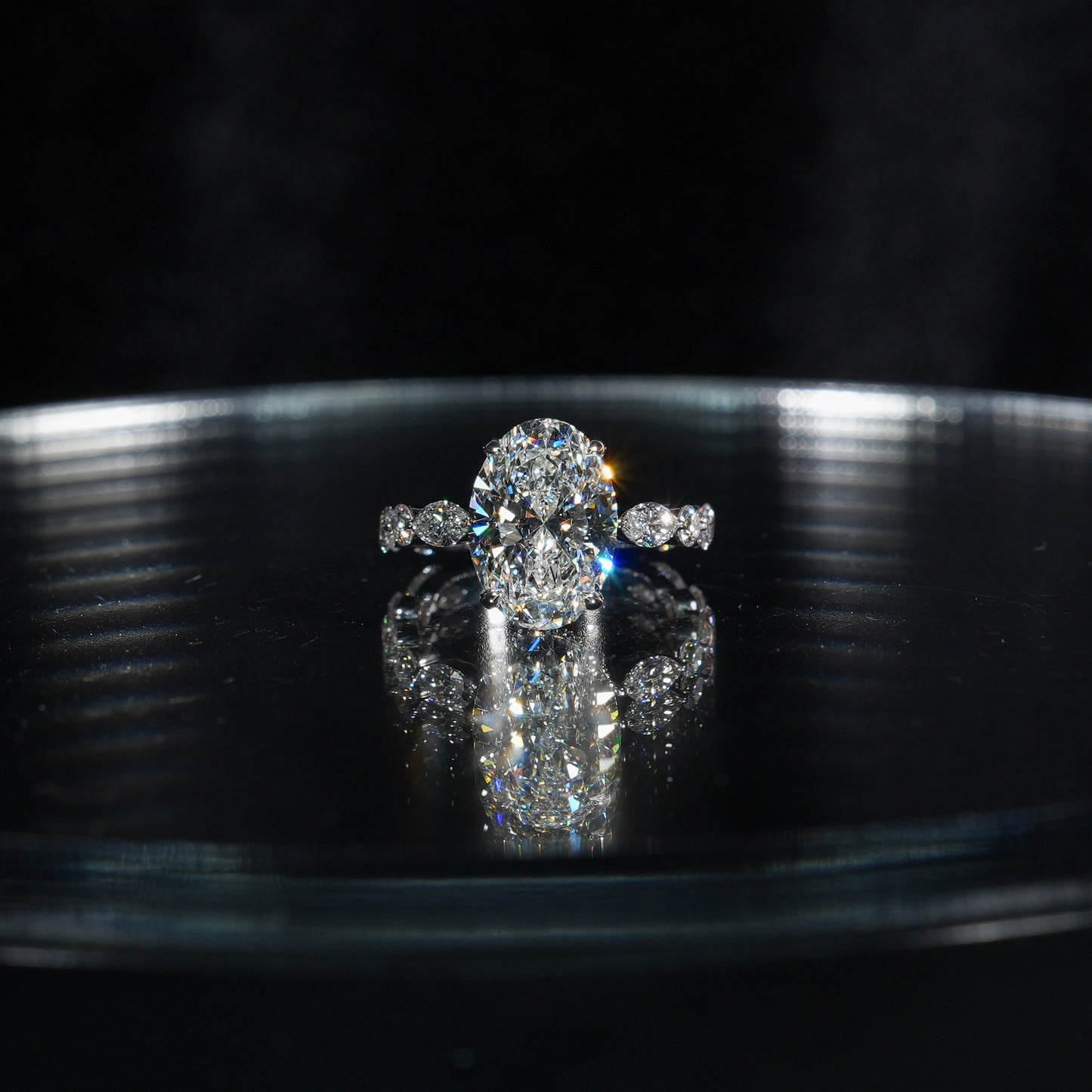 Marquise & Round Pavé - Oval Cut