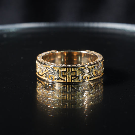 Cross + Flowing Floral Band