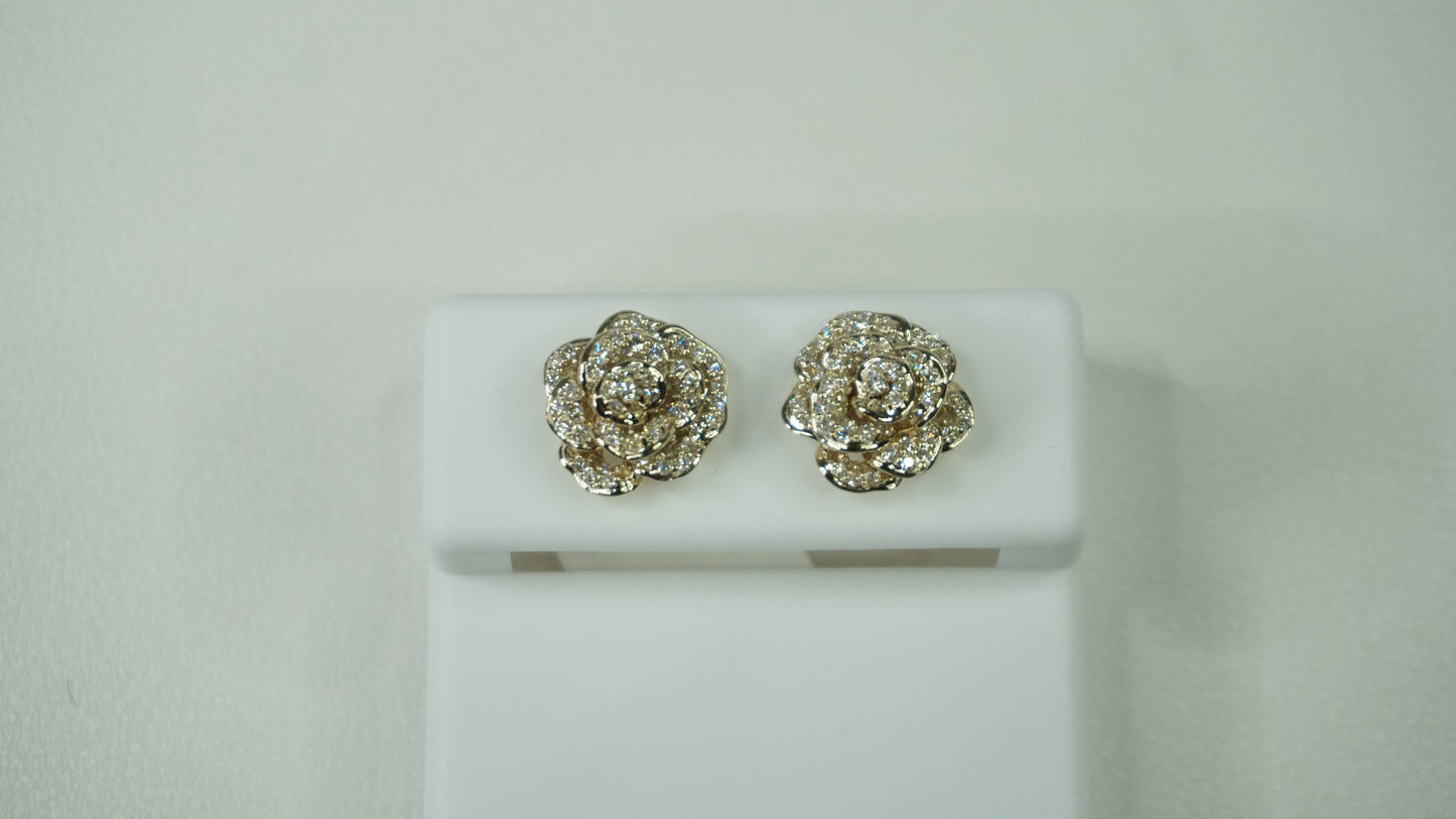 1 Carat Natural Diamond Flower Earrings